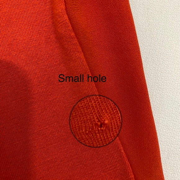 Loft Orange Red Tie Front Peasant Blouse With Ruffle Peplum Hem, Size Large - Picture 11 of 16